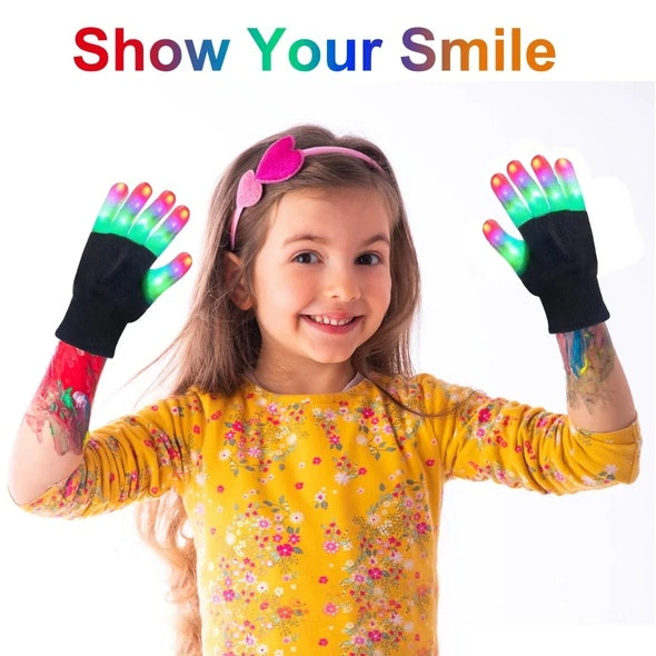 Children LED Finger Gloves, LED Light Up Cool Gloves Colorful Glow
